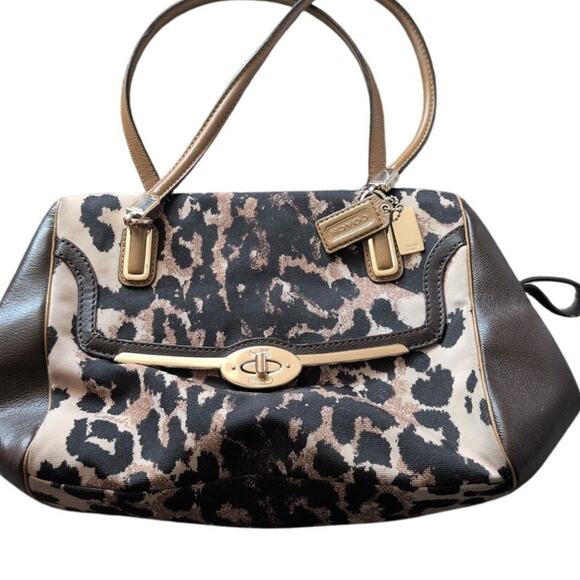 Coach Madison Animal Print Top Zip Shoulder Bag - Picture 1 of 5